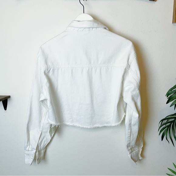 J.ING White Crop Raw Edge Denim Jacket - Picture 9 of 12